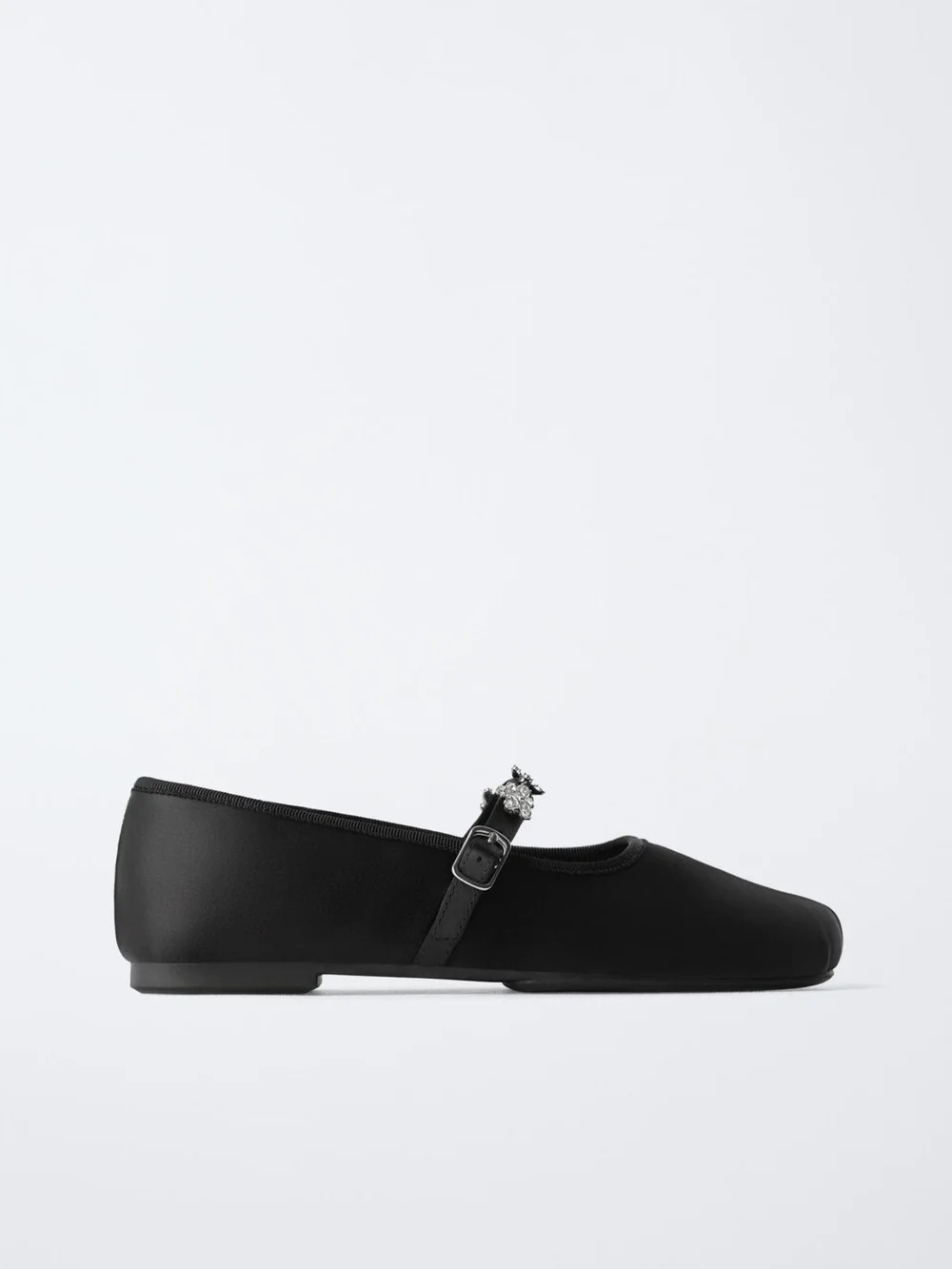Zara Mary Jane Satin Ballet Flat with Embellished Strap